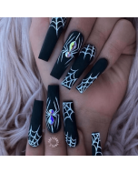 Halloween Style Nails  Press On Spider Pumpkin Pattern False Nail Tips