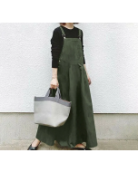 Casual Long Suspenders Skirt with Pocket