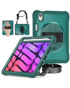 For iPad mini 6 Popeye A Tablet Case with Neck Strap and Bracelet (Dark Night Green)