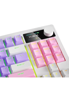  IBLANCOD YK830 87 Keys Tri-mode Mechanical Gaming Keyboard Hot Swappable RGB OEM Profile 2.4G/BT/Wired 80% Layout Gaming Keyboard - Pink