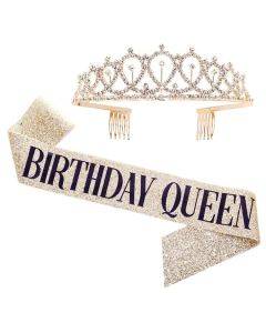 WM-02 Crystal Diamond Birthday Party Wedding Updo Crown, Color: Gold Queen 