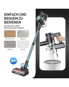 Teendow P11 Pro Cordless Vacuum Cleaner 126KPa Powerful Suction 30min Runtime 2200mAh 450ML Dust Capacity Quiet Operation