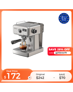 HiBREW H10A 20-Bar Semi-Automatic Espresso Machine | Adjustable Temperature, 58mm Portafilter, Hot & Cold Coffee Maker with Metal Body-Europe-Silver