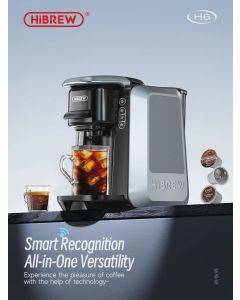 HiBREW 6 in 1 Multiple Capsule Coffee Machine Hot/Cold DG Cappuccino Nes Small Capsule ESE Pod Ground Coffee Cafeteria 20Bar H6